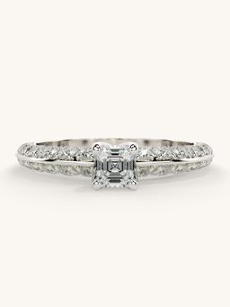 Valanova - Sterling Silver Plated with White Gold and Certified Lab Grown Diamond 0.94Cts Ring