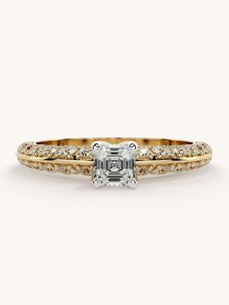 Valanova - Sterling Silver Plated with Yellow Gold and Certified Lab Grown Diamond 0.94Cts Ring