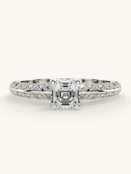 Valanova - Sterling Silver Plated with White Gold and Certified Lab Grown Diamond 1.19Cts Ring
