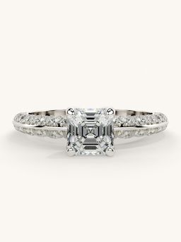 Valanova - Sterling Silver Plated with White Gold and Certified Lab Grown Diamond 1.44Cts Ring