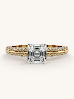 Valanova - Sterling Silver Plated with Yellow Gold and Certified Lab Grown Diamond 1.44Cts Ring