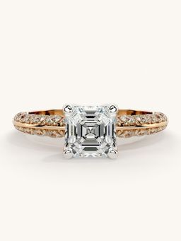 Valanova - Sterling Silver Plated with Rose Gold and Certified Lab Grown Diamond 1.69Cts Ring