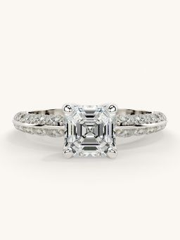 Valanova - Sterling Silver Plated with White Gold and Certified Lab Grown Diamond 1.69Cts Ring