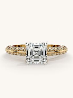 Valanova - Sterling Silver Plated with Yellow Gold and Certified Lab Grown Diamond 1.69Cts Ring