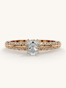 Valanova - Sterling Silver Plated with Rose Gold and Certified Lab Grown Diamond 0.94Cts Ring