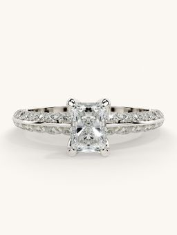 Valanova - Sterling Silver Plated with White Gold and Certified Lab Grown Diamond 1.19Cts Ring