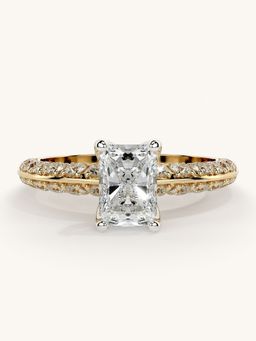 Valanova - Sterling Silver Plated with Yellow Gold and Certified Lab Grown Diamond 1.44Cts Ring