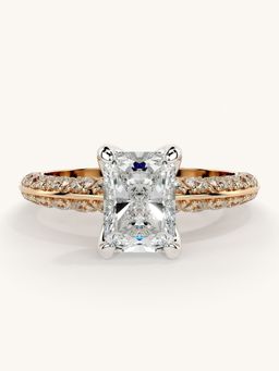 Valanova - Sterling Silver Plated with Rose Gold and Certified Lab Grown Diamond 1.69Cts Ring
