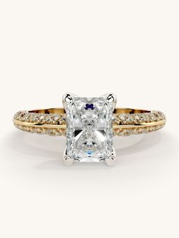 Valanova - Sterling Silver Plated with Yellow Gold and Certified Lab Grown Diamond 1.69Cts Ring