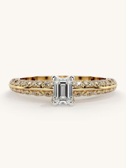 Valanova - Sterling Silver Plated with Yellow Gold and Certified Lab Grown Diamond 0.94Cts Ring