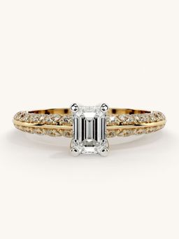 Valanova - Sterling Silver Plated with Yellow Gold and Certified Lab Grown Diamond 1.19Cts Ring