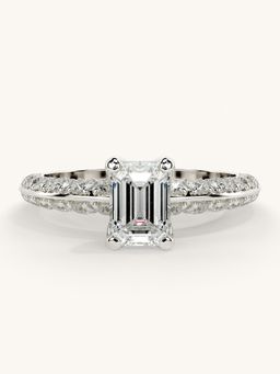 Valanova - Sterling Silver Plated with White Gold and Certified Lab Grown Diamond 1.44Cts Ring