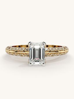 Valanova - Sterling Silver Plated with Yellow Gold and Certified Lab Grown Diamond 1.44Cts Ring