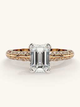 Valanova - Sterling Silver Plated with Rose Gold and Certified Lab Grown Diamond 1.69Cts Ring