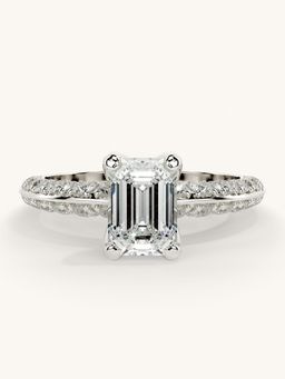 Valanova - Sterling Silver Plated with White Gold and Certified Lab Grown Diamond 1.69Cts Ring