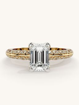 Valanova - Sterling Silver Plated with Yellow Gold and Certified Lab Grown Diamond 1.69Cts Ring
