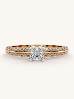 Valanova - Sterling Silver Plated with Rose Gold and Certified Lab Grown Diamond 0.94Cts Ring