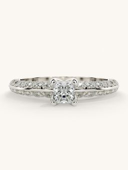 Valanova - Sterling Silver Plated with White Gold and Certified Lab Grown Diamond 0.94Cts Ring