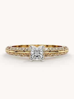 Valanova - Sterling Silver Plated with Yellow Gold and Certified Lab Grown Diamond 0.94Cts Ring
