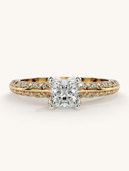 Valanova - Sterling Silver Plated with Yellow Gold and Certified Lab Grown Diamond 1.19Cts Ring