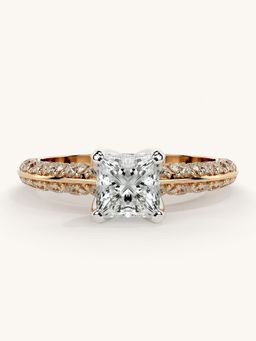 Valanova - Sterling Silver Plated with Rose Gold and Certified Lab Grown Diamond 1.44Cts Ring