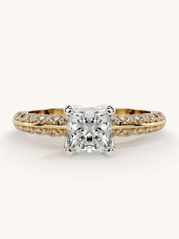 Valanova - Sterling Silver Plated with Yellow Gold and Certified Lab Grown Diamond 1.44Cts Ring
