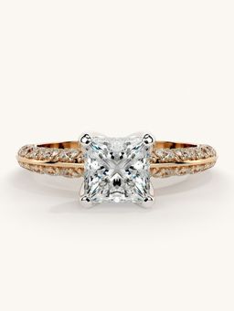 Valanova - Sterling Silver Plated with Rose Gold and Certified Lab Grown Diamond 1.69Cts Ring