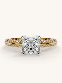 Valanova - Sterling Silver Plated with Yellow Gold and Certified Lab Grown Diamond 1.69Cts Ring