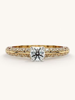 Valanova - Sterling Silver Plated with Yellow Gold and Certified Lab Grown Diamond 0.94Cts Ring