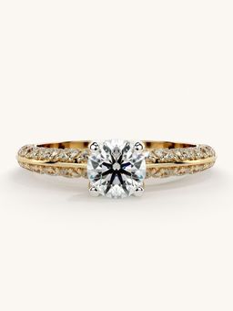 Valanova - Sterling Silver Plated with Yellow Gold and Certified Lab Grown Diamond 1.19Cts Ring