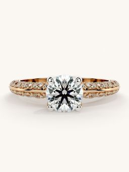 Valanova - Sterling Silver Plated with Rose Gold and Certified Lab Grown Diamond 1.44Cts Ring