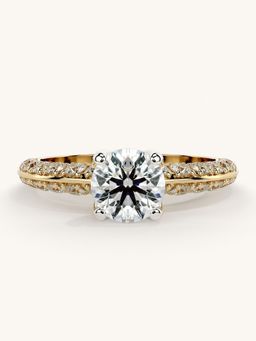Valanova - Sterling Silver Plated with Yellow Gold and Certified Lab Grown Diamond 1.44Cts Ring