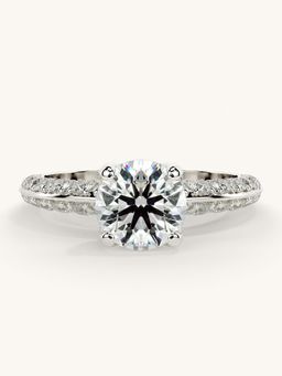 Valanova - Sterling Silver Plated with White Gold and Certified Lab Grown Diamond 1.69Cts Ring