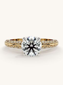 Valanova - Sterling Silver Plated with Yellow Gold and Certified Lab Grown Diamond 1.69Cts Ring