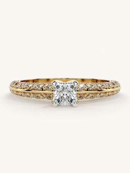 Valanova - Sterling Silver Plated with Yellow Gold and Certified Lab Grown Diamond 0.94Cts Ring