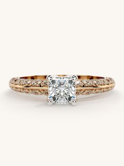 Valanova - Sterling Silver Plated with Rose Gold and Certified Lab Grown Diamond 1.19Cts Ring
