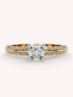 Valanova - Sterling Silver Plated with Yellow Gold and Certified Lab Grown Diamond 1.19Cts Ring