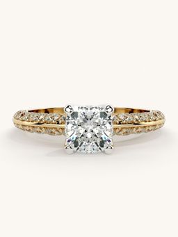Valanova - Sterling Silver Plated with Yellow Gold and Certified Lab Grown Diamond 1.44Cts Ring