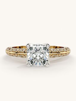 Valanova - Sterling Silver Plated with Yellow Gold and Certified Lab Grown Diamond 1.69Cts Ring