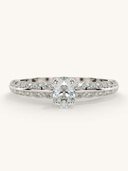 Valanova - Sterling Silver Plated with White Gold and Certified Lab Grown Diamond 0.94Cts Ring