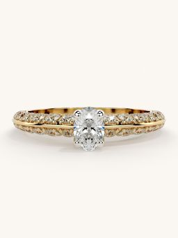 Valanova - Sterling Silver Plated with Yellow Gold and Certified Lab Grown Diamond 0.94Cts Ring