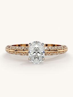 Valanova - Sterling Silver Plated with Rose Gold and Certified Lab Grown Diamond 1.19Cts Ring