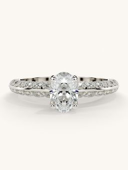 Valanova - Sterling Silver Plated with White Gold and Certified Lab Grown Diamond 1.19Cts Ring