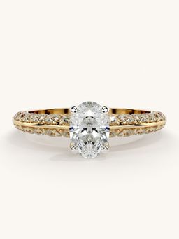 Valanova - Sterling Silver Plated with Yellow Gold and Certified Lab Grown Diamond 1.19Cts Ring