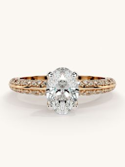 Valanova - Sterling Silver Plated with Rose Gold and Certified Lab Grown Diamond 1.44Cts Ring