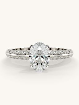 Valanova - Sterling Silver Plated with White Gold and Certified Lab Grown Diamond 1.44Cts Ring