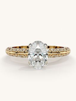 Valanova - Sterling Silver Plated with Yellow Gold and Certified Lab Grown Diamond 1.44Cts Ring