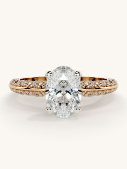 Valanova - Sterling Silver Plated with Rose Gold and Certified Lab Grown Diamond 1.69Cts Ring