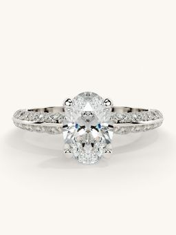 Valanova - Sterling Silver Plated with White Gold and Certified Lab Grown Diamond 1.69Cts Ring