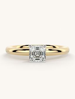 Valanova - Sterling Silver Plated with Yellow Gold and Certified Lab Grown Diamond 0.50Cts Ring